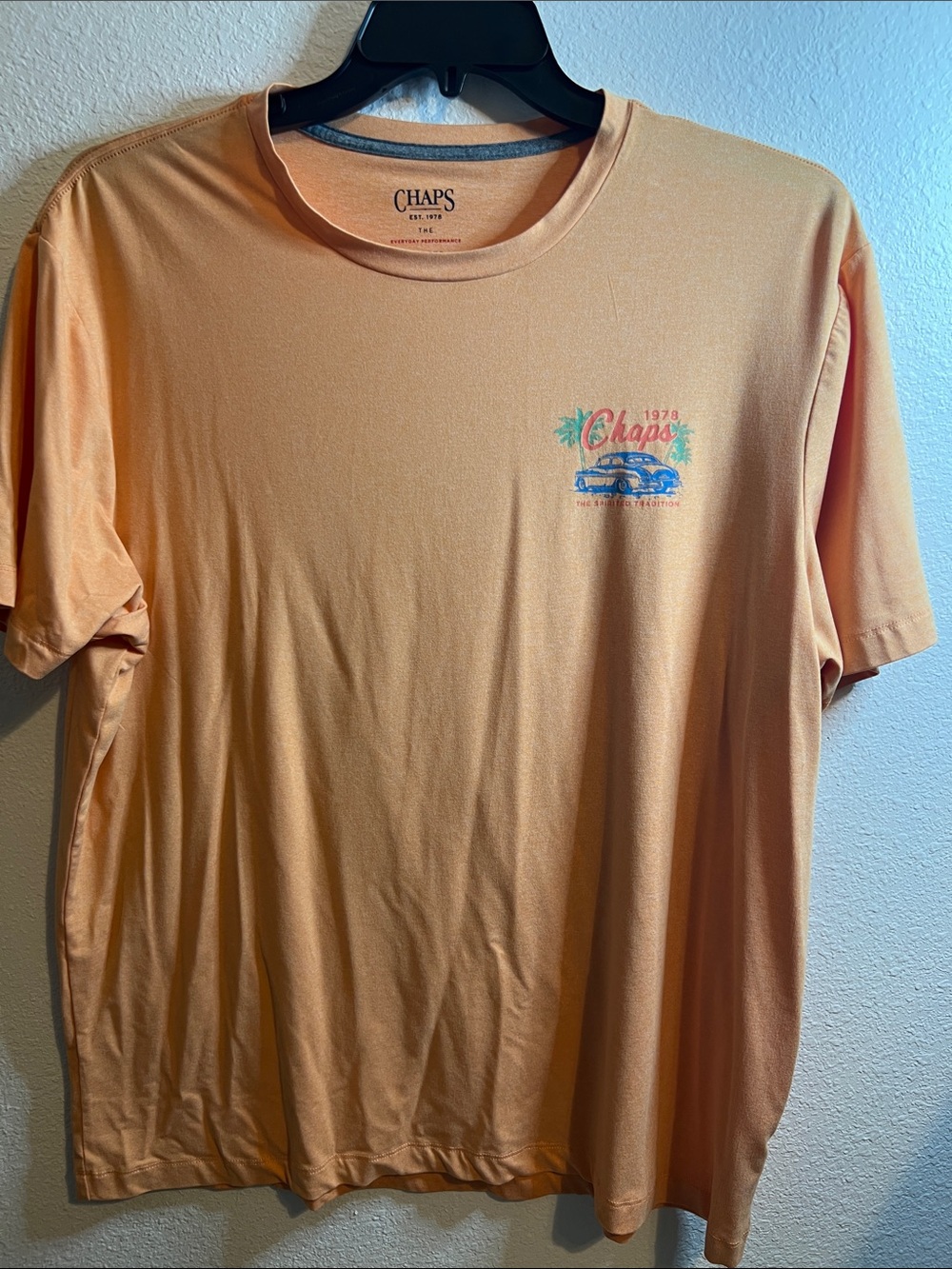 Chaps Men's Peach Short-Sleeve Logo Tee
